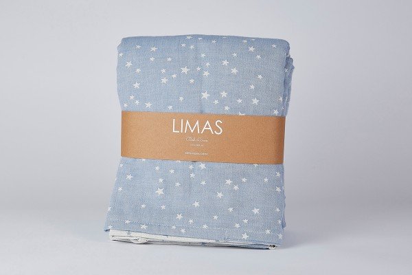 LIMAS muslin bed linen – Stars Blue Night